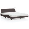 Lit avec matelas marron foncé 160x200 cm tissu 
