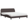 Lit avec matelas marron foncé 160x200 cm tissu 