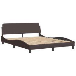 Lit avec matelas marron foncé 160x200 cm tissu 