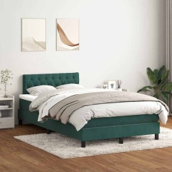 Sommier à lattes de lit et matelas vert foncé 120x210cm velours 