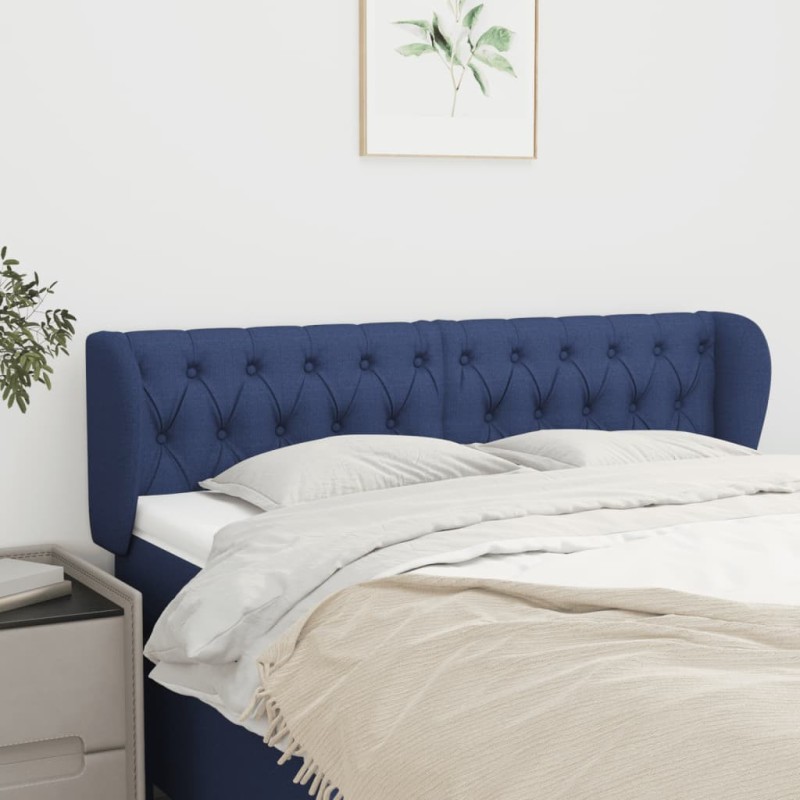 Tête de lit avec oreilles Bleu 163x23x78/88 cm Tissu 