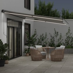 Auvent manuel rétractable avec LED anthracite blanc 450x350 cm 