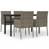 Ensemble à manger de jardin coussins 5 pcs noir et gris 