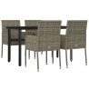 Ensemble à manger de jardin coussins 5 pcs noir et gris 