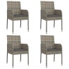 Ensemble à manger de jardin coussins 5 pcs noir et gris 