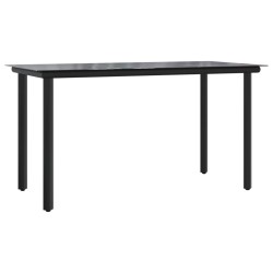 Ensemble à manger de jardin coussins 5 pcs noir et gris 
