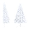 Demi-arbre de Noël artificiel pré-éclairé et boules blanc 210cm 