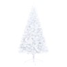Demi-arbre de Noël artificiel pré-éclairé et boules blanc 210cm 