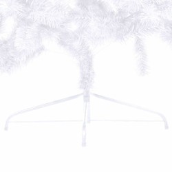 Demi-arbre de Noël artificiel pré-éclairé et boules blanc 210cm 