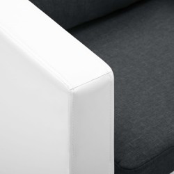 Canapé à 3 places Similicuir Blanc et gris foncé 