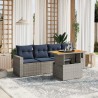 Salon de jardin 5 pcs avec coussins gris résine tressée 