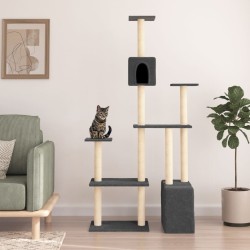 Arbre à chat avec griffoirs en sisal Gris foncé 180 cm 