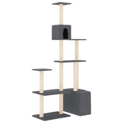 Arbre à chat avec griffoirs en sisal Gris foncé 180 cm 