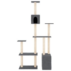 Arbre à chat avec griffoirs en sisal Gris foncé 180 cm 