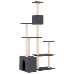 Arbre à chat avec griffoirs en sisal Gris foncé 180 cm 