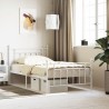 Cadre de lit métal sans matelas et pied de lit blanc 100x200 cm 