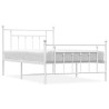 Cadre de lit métal sans matelas et pied de lit blanc 100x200 cm 