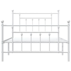 Cadre de lit métal sans matelas et pied de lit blanc 100x200 cm 