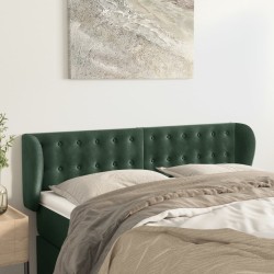 Tête de lit avec oreilles Vert foncé 147x23x78/88 cm Velours 