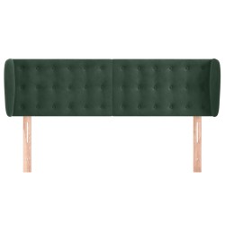 Tête de lit avec oreilles Vert foncé 147x23x78/88 cm Velours 