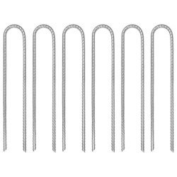 Piquets de tente 6 pcs en forme de U 30 cm Ø7mm acier galvanisé 