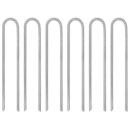 Piquets de tente 6 pcs en forme de U 30 cm Ø7mm acier galvanisé 
