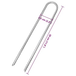 Piquets de tente 6 pcs en forme de U 30 cm Ø7mm acier galvanisé 