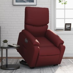 Fauteuil inclinable électrique rouge bordeaux similicuir 