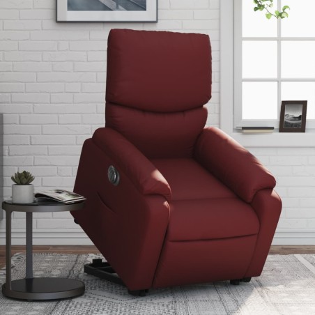 Fauteuil inclinable électrique rouge bordeaux similicuir 