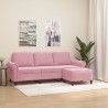 Canapé à 3 places avec repose-pieds Rose 180 cm Velours 