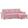 Canapé à 3 places avec repose-pieds Rose 180 cm Velours 