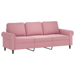 Canapé à 3 places avec repose-pieds Rose 180 cm Velours 