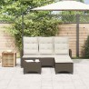 Salon de jardin 3 pcs avec coussins forme L marron polyrotin 