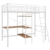 Lit superposé avec table sans matelas blanc métal 90x200 cm 