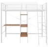 Lit superposé avec table sans matelas blanc métal 90x200 cm 