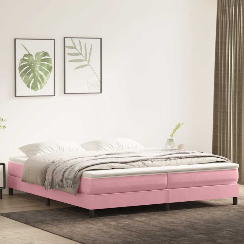 Sommier à lattes de lit sans matelas rose 200x210 cm velours Sommier à lattes de lit sans matelas rose 200x210 cm velours