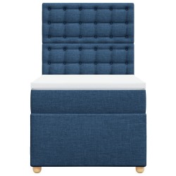 Sommier à lattes de lit avec matelas Bleu 90x190 cm Tissu 