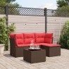 Salon de jardin avec coussins 5 pcs marron résine tressée 
