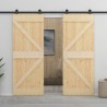 Porte coulissante avec kit de quincaillerie 90x210cm Pin massif 