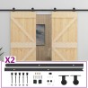 Porte coulissante avec kit de quincaillerie 90x210cm Pin massif 