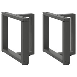 Pieds de table basse en T, 2 pièces, anthracite, 50 x 25 x (42-43) cm, acier 