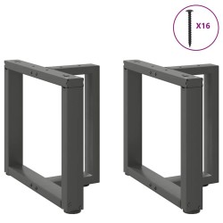Pieds de table basse en T, 2 pièces, anthracite, 50 x 25 x (42-43) cm, acier 