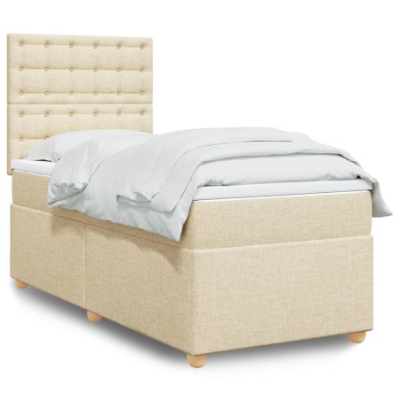 Sommier à lattes de lit avec matelas Crème 80x200 cm Tissu 