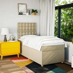 Sommier à lattes de lit avec matelas Crème 80x200 cm Tissu 