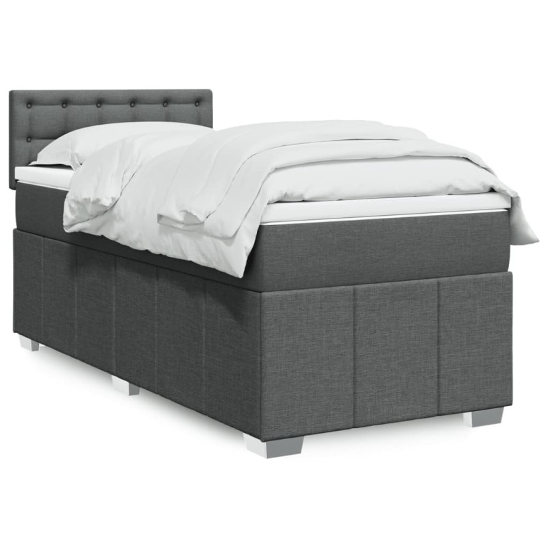 Sommier à lattes de lit avec matelas Gris foncé 80x200 cm Tissu 