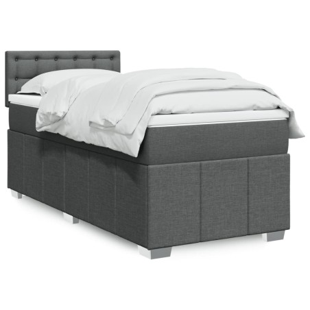 Sommier à lattes de lit avec matelas Gris foncé 80x200 cm Tissu 