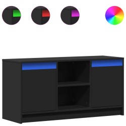 Meuble TV avec LED noir 100x34x50 cm bois d'ingénierie 