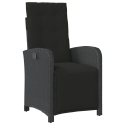 Ensemble de bistro 3 pcs avec coussins noir résine tressée 