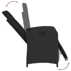 Ensemble de bistro 3 pcs avec coussins noir résine tressée 