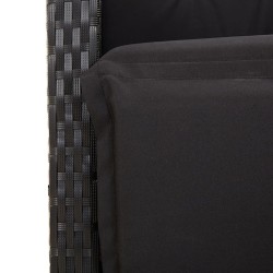 Ensemble de bistro 3 pcs avec coussins noir résine tressée 